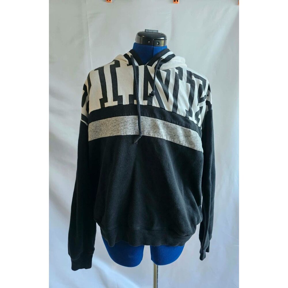 Y2K Victoria’s Secret PINK Colorblock Graphic Hoodie Black White